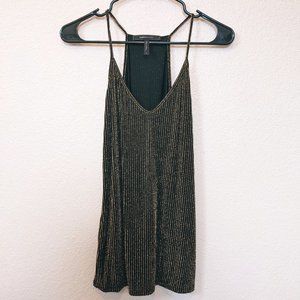 2000s Black/Gold Sparkly Tank Top